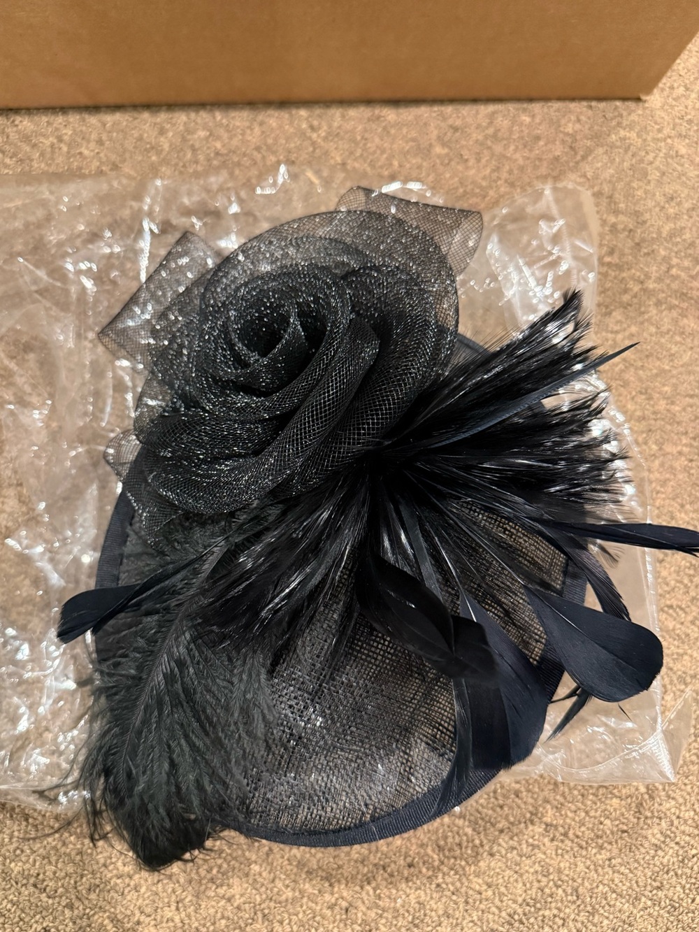 Black Feathered Rose Fascinator Hat - Women Accessories